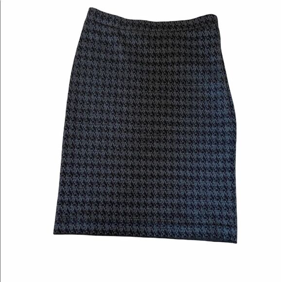 Grey&Black Gingham Knee Length Elastic Waist Skirt - Picture 1 of 7